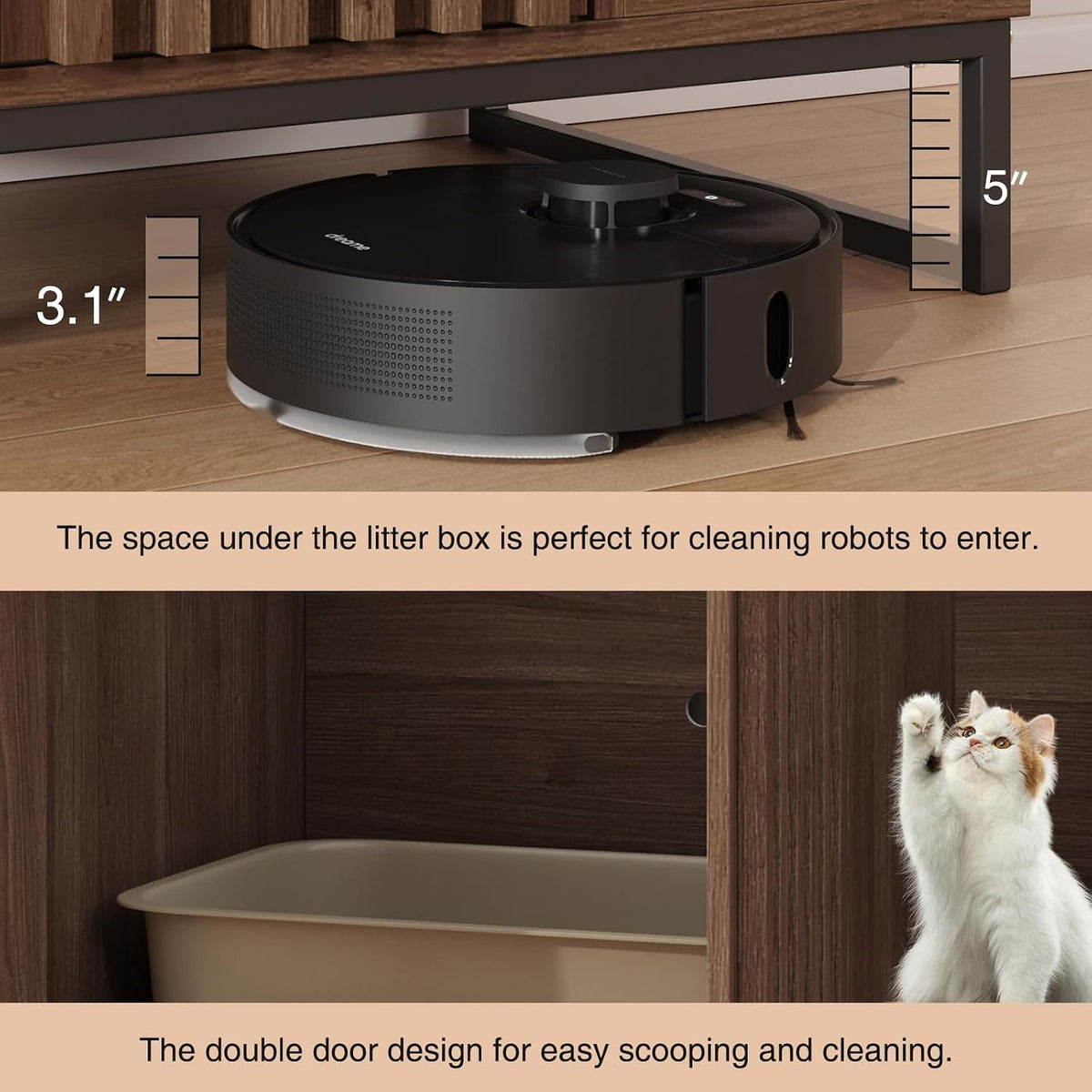 Cat Litter Box Enclosure, Modern Hidden Litter Box Furniture with Scratch Pad, Indoor Cat Washroom House End Table, Entr