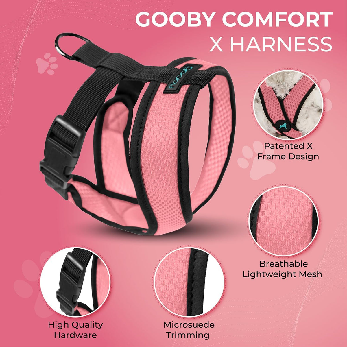 Gooby Comfort X Head-in Dog Harness, Choke-Free, Pink, Medium