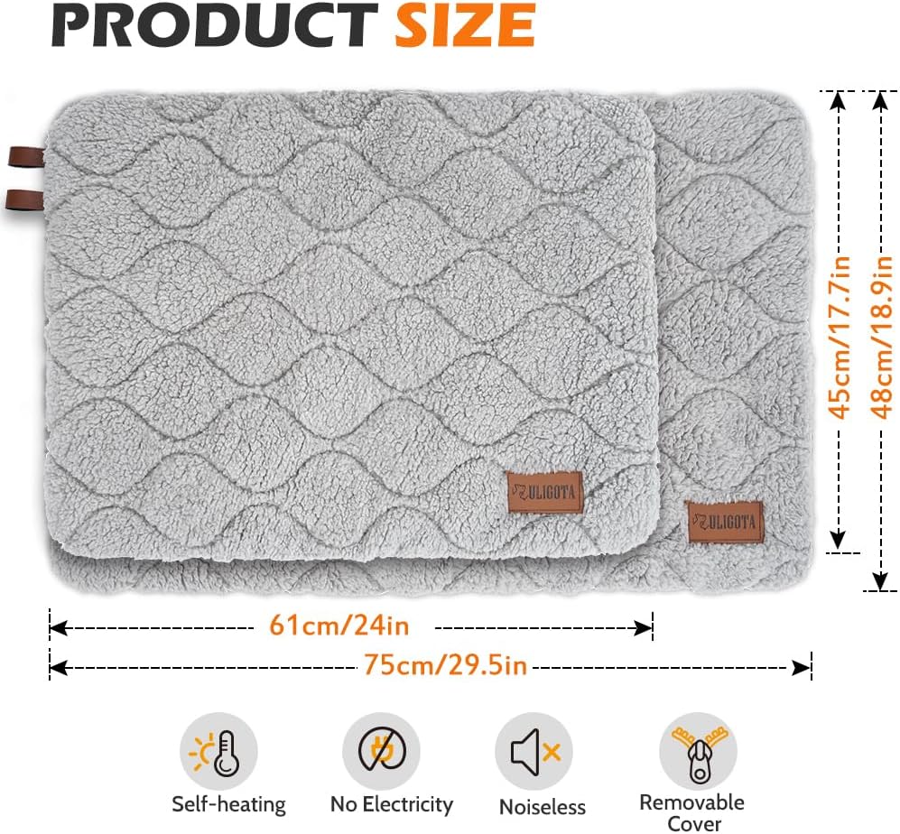 Self Warming Cat Bed Self Heating Cat Dog Mat 24 x 18 inch Soft & Fluffy Cat Bed Noiseless Thermal Pet Pad for Indoor Ou