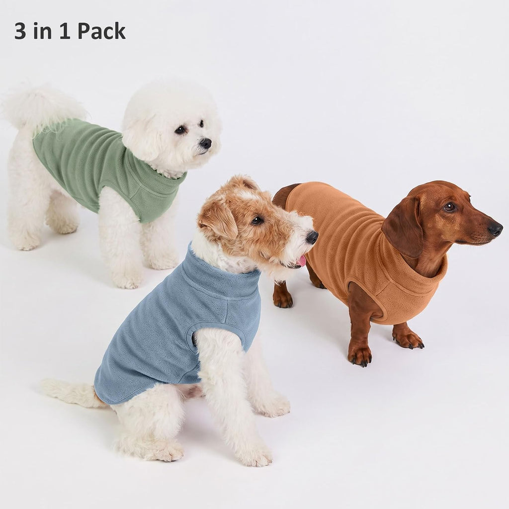 GYALAPERI 3 Pack Fleece Dog Sweaters for small dogs, Stretch Pullover Vest