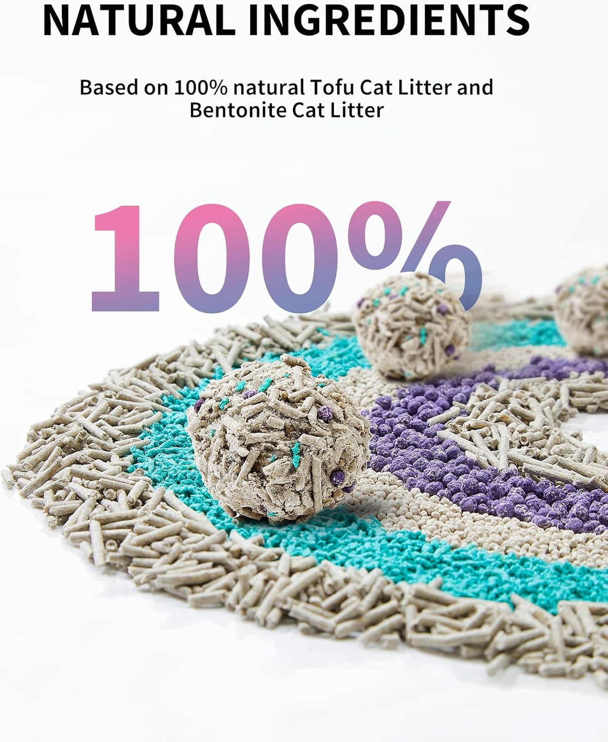 PETKIT Mixed Cat Litter Fast Clumping, Flushable, Ultra Absorbent, 100% Natural Ingredients Litter, Water Dissolvable, R