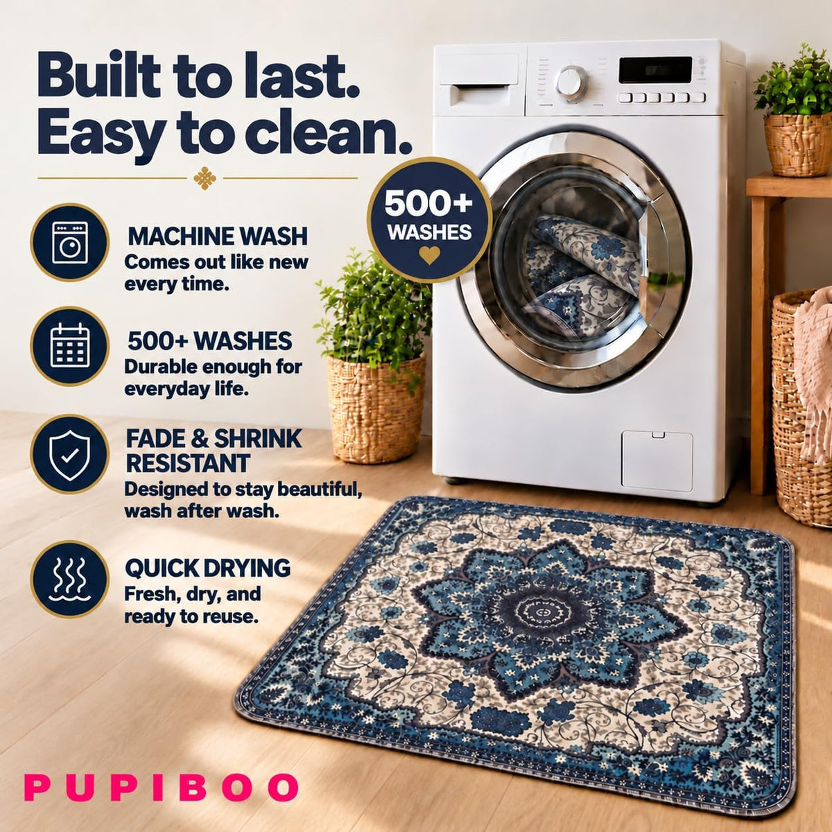 PUPIBOO Washable Pee Pads for Dogs and Cats - Super Absorbent Reusable Puppy Training Pads - 100% Waterproof, Leak-Proof
