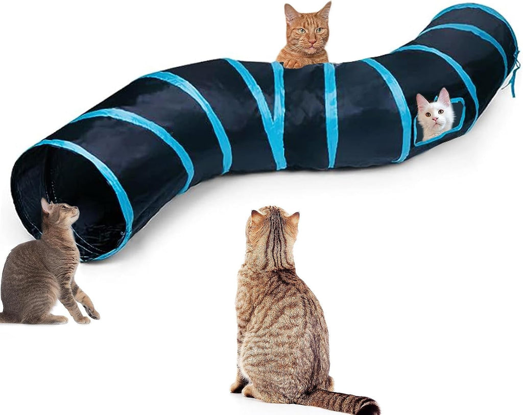 Cat Tunnel, Cat Tunnels for Indoor Cats, S-Shape Foldable Cats Cave