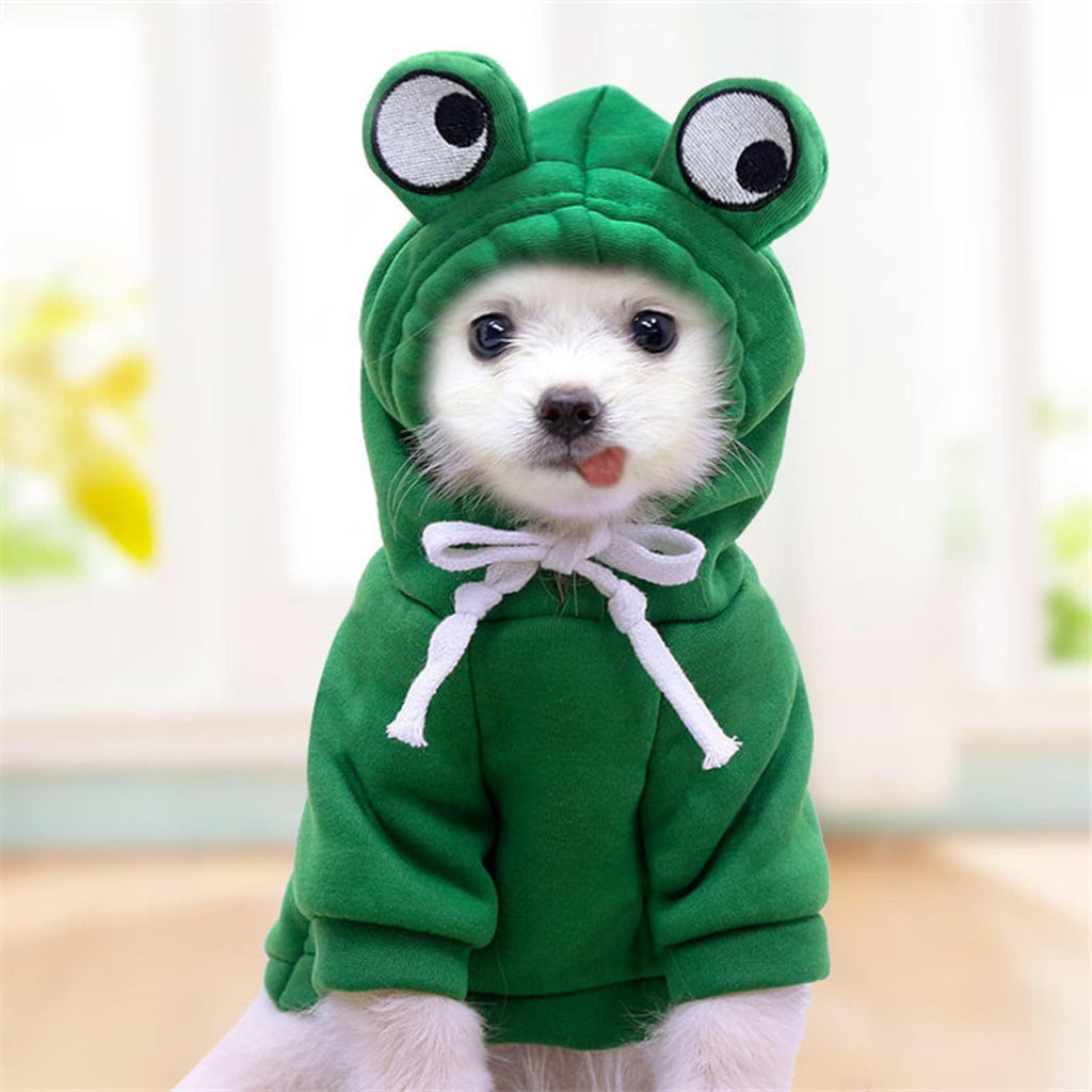 Maruomiki Warm Dog Hoodie Clothes Fleece Lined Winter Cute Coat, Frog S