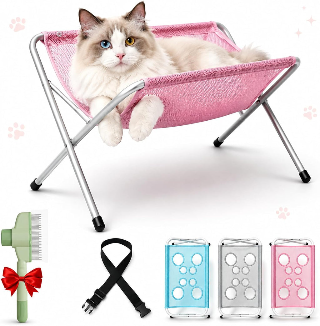 Pet Grooming Hammock Hanging Harness, Foldable Pet Bathing Stand (Blue)