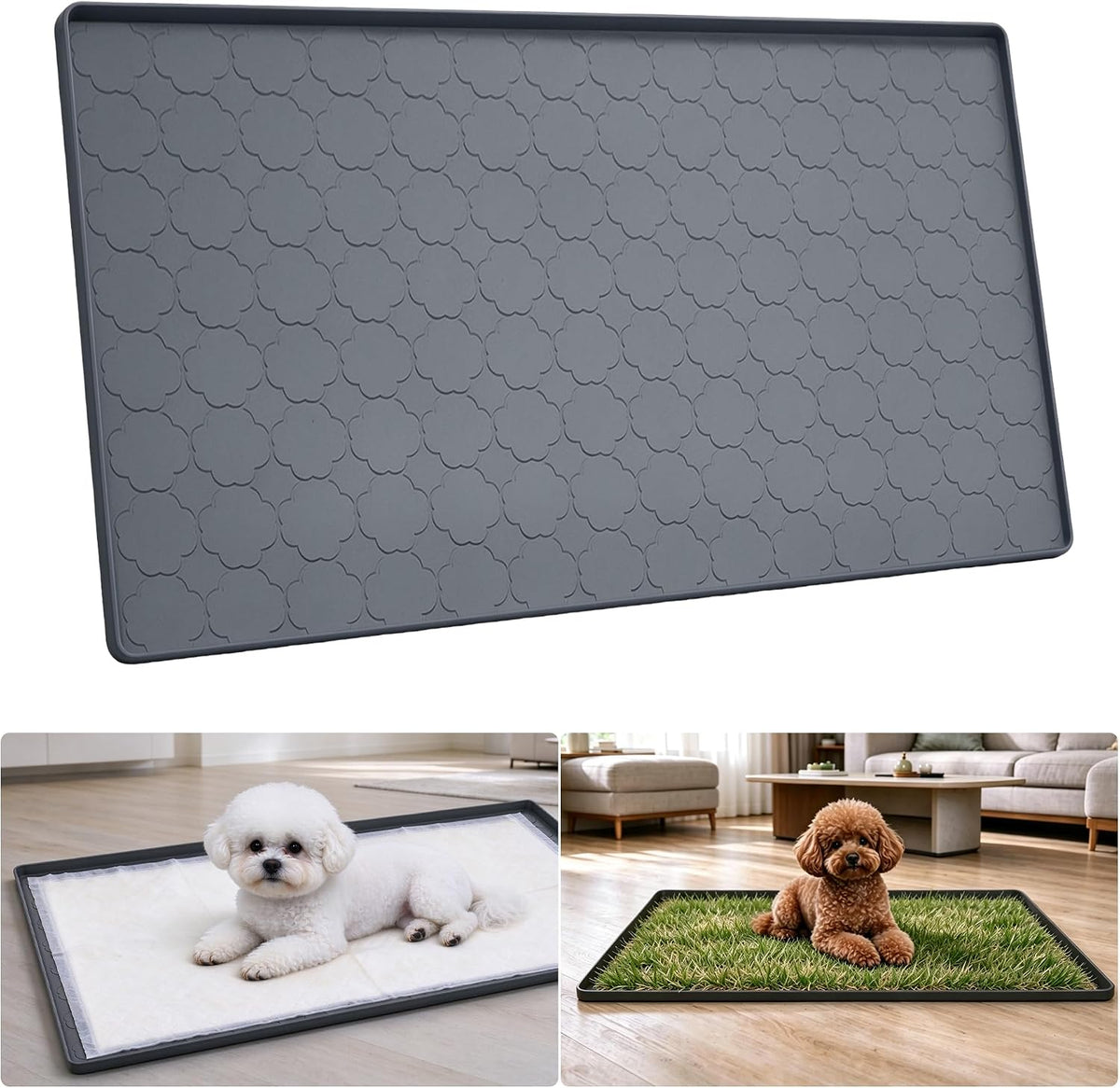 Pee Pad Holder for Dog 22" x 22" Leak-Proof Silicone Puppy Pee Pad Tray