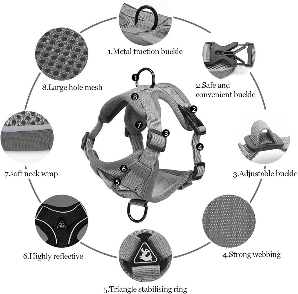 shudyear Cat Chest Harness and Leash Set Adjustable Anti-Escape Soft Mesh Cat Vest for Walking Outdoor(Blcak, M)