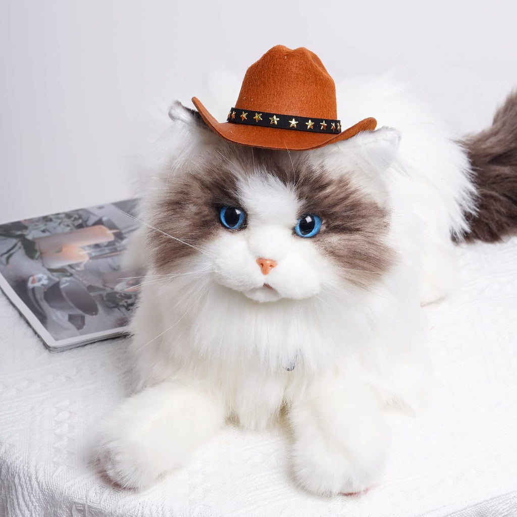 choyaxo Pet Cowboy Costume Cosplay Cap Halloween Costumes for Dogs Cat Pet Party Decoration Mini Cowboy Hat (Brown, Smal
