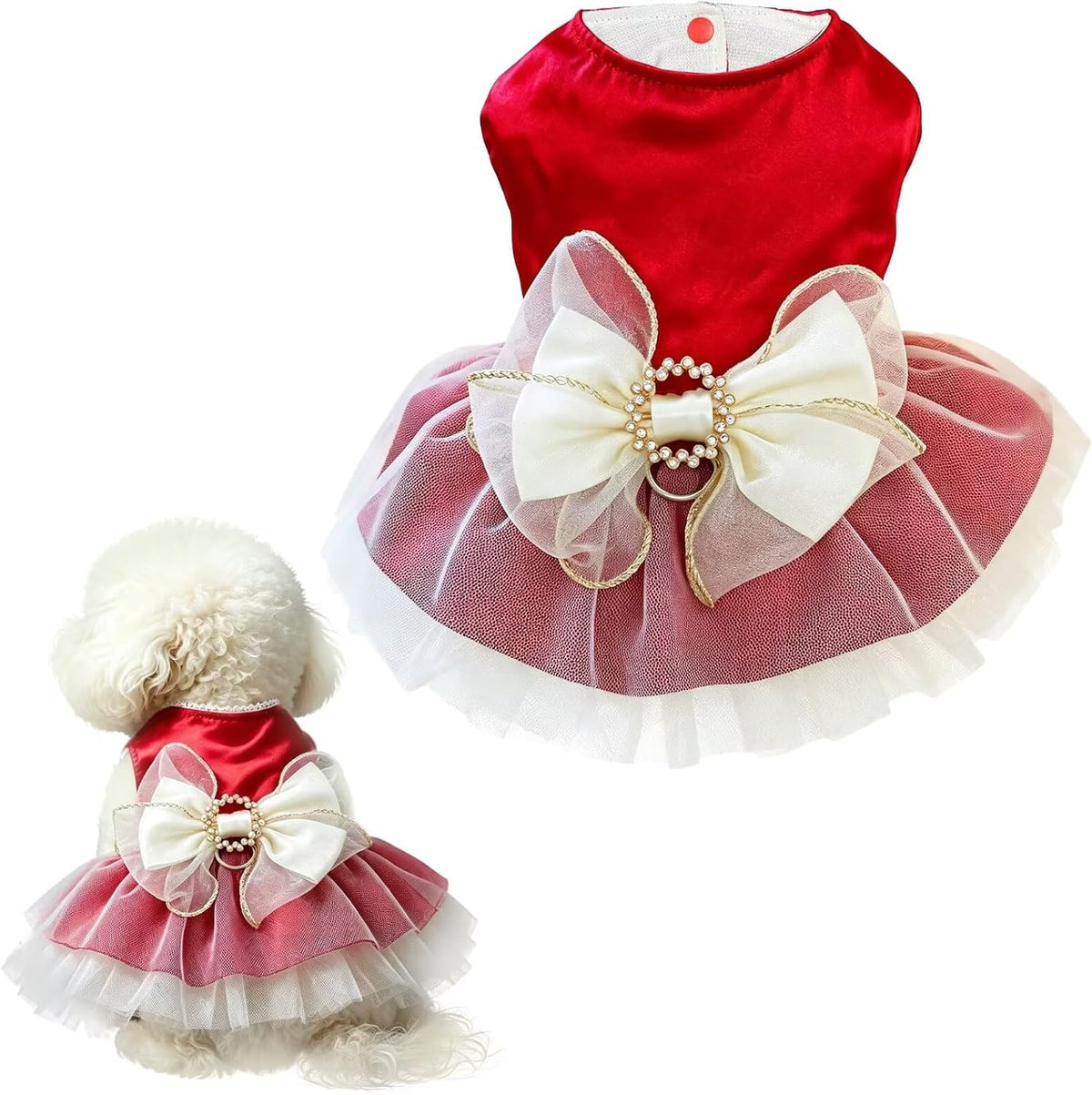 Christmas Dog Dress Girl Princess Dresses for Small Medium Dogs