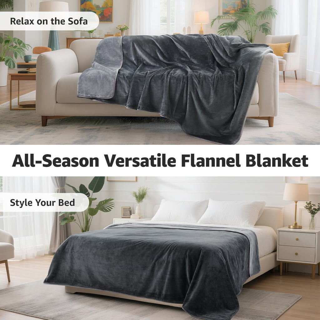 LOOBANI Waterproof Blanket for Bed, Soft Flannel Twin Bed Blanket 60" x 80"