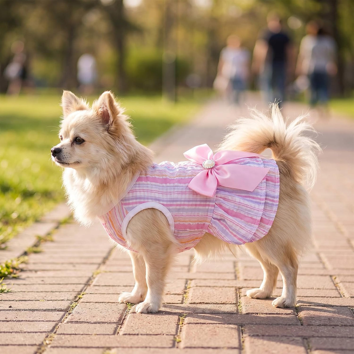 Small Dresses for Dogs, 2 Pcs Sweet Bowknot Pink Dog Dress