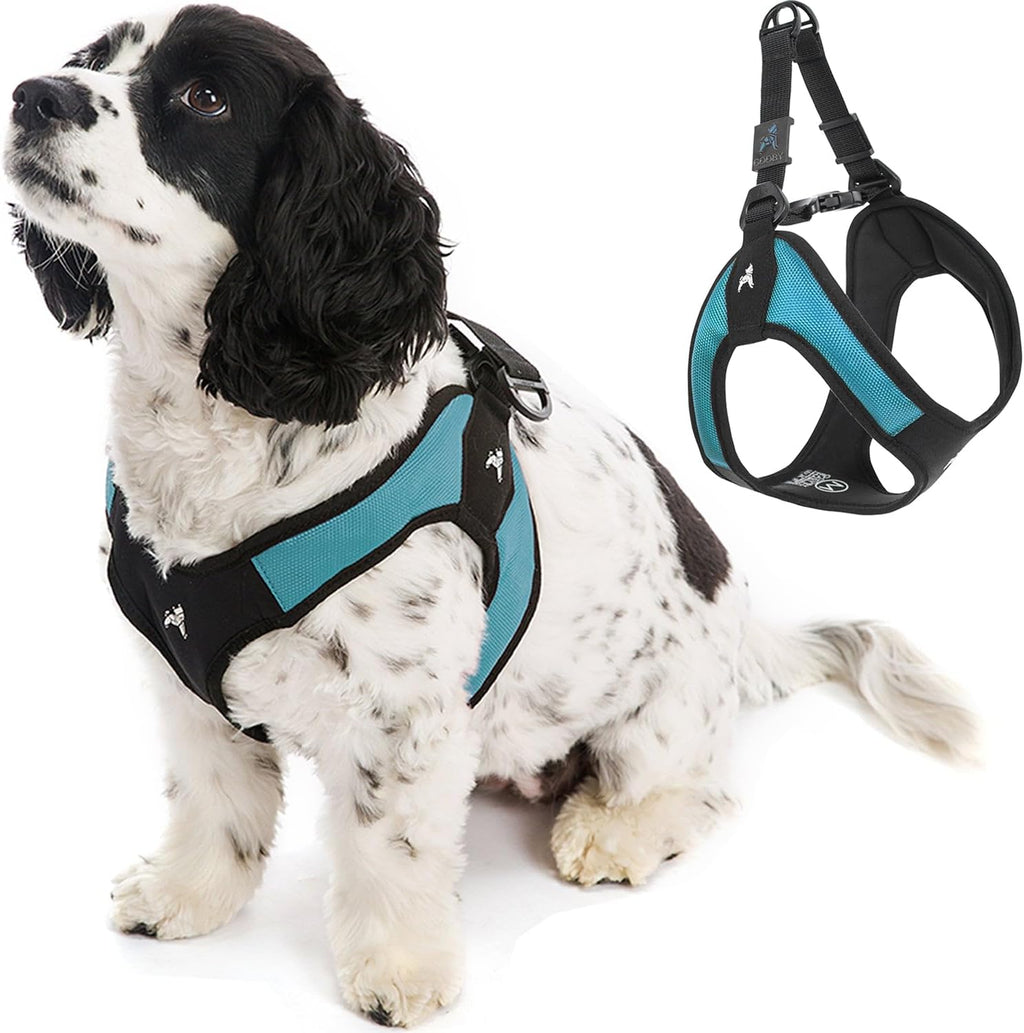 Gooby Escape Free Easy Fit Dog Harness, Step-in, Turquoise, Small