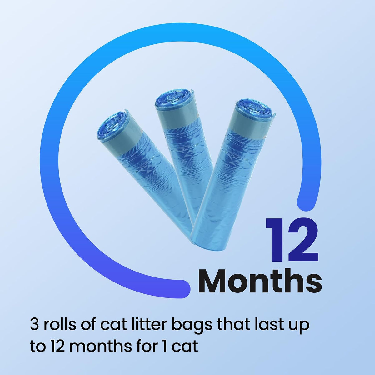 GKJ Cat Litter Refill Bags, 48pcs for Up to 12-Month Supply, Replaced Cat Waste Bags for Litter Trash Can, 7-Layer EVOH 