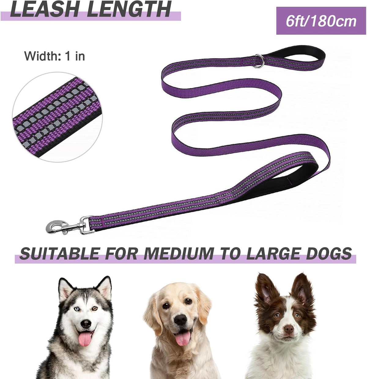 Hikiko Double Handle Dog Leash with Two Comfortable Padded Handles