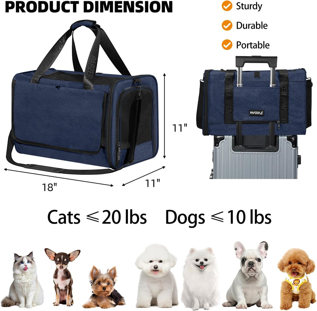 Cat Carrier for Travel, Soft-Sided, Top Loading, Privacy Curtain, to 20 lbs