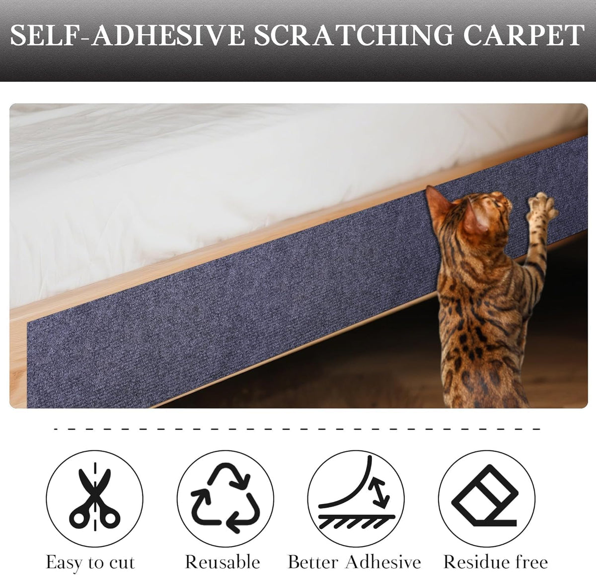 Cat Scratch Furniture Protector Couch Protector from cat Claws Self-Adhesive Carpet remnants Scratching Mat Trimmable DI