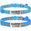 TagME 2 Pack Breakaway Cat Collar, Reflective, Name Tag for Kitten, SkyBlue