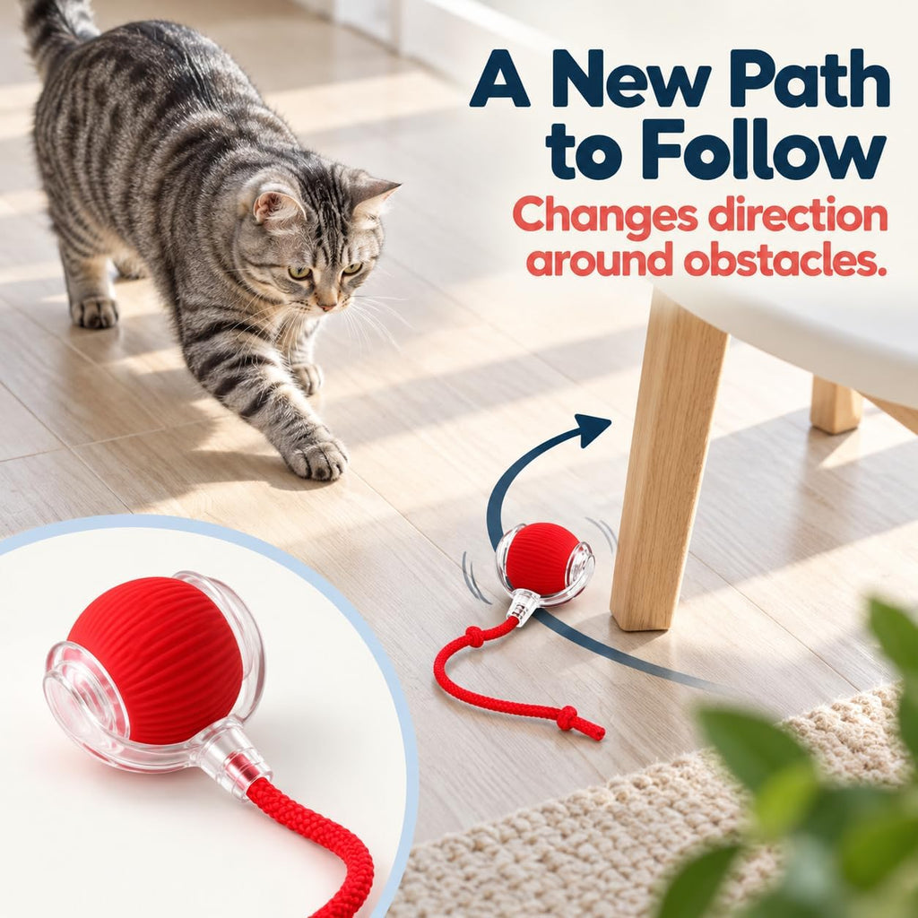 Interactive Cat Toys Balls, Interactive Rolling Dog Ball，Red