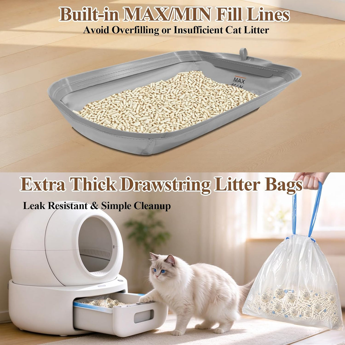 2Pcs Waterproof Cat Litter Box Pads & 20 Liners, Fits Cumrige/Fumoi/Greesum