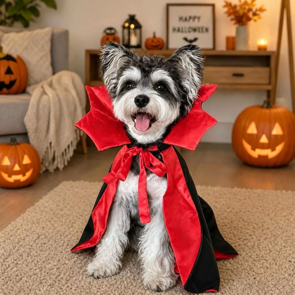 Dog Halloween Costumes for Small Medium Large Dogs Cats, Adjustable Cat Dog Vampire Costume Cloak Stand-Collar,Small Dog