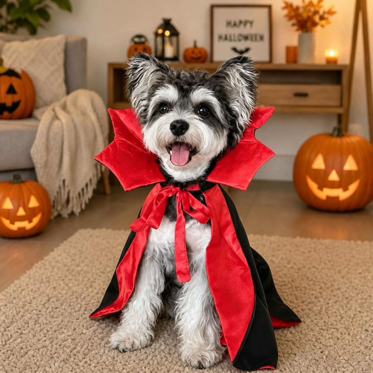 Dog Halloween Costumes for Small Medium Large Dogs Cats, Adjustable Cat Dog Vampire Costume Cloak Stand-Collar,Small Dog