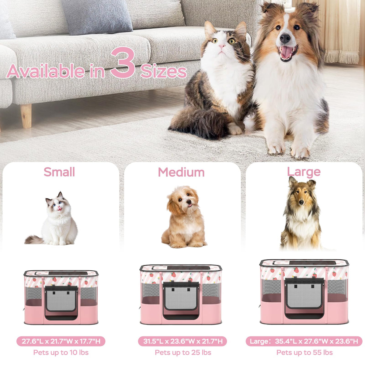 XRG Foldable Pet Cat Playpen,Indoor Cat cage Crates S(27.6"x21.7"x17.7")