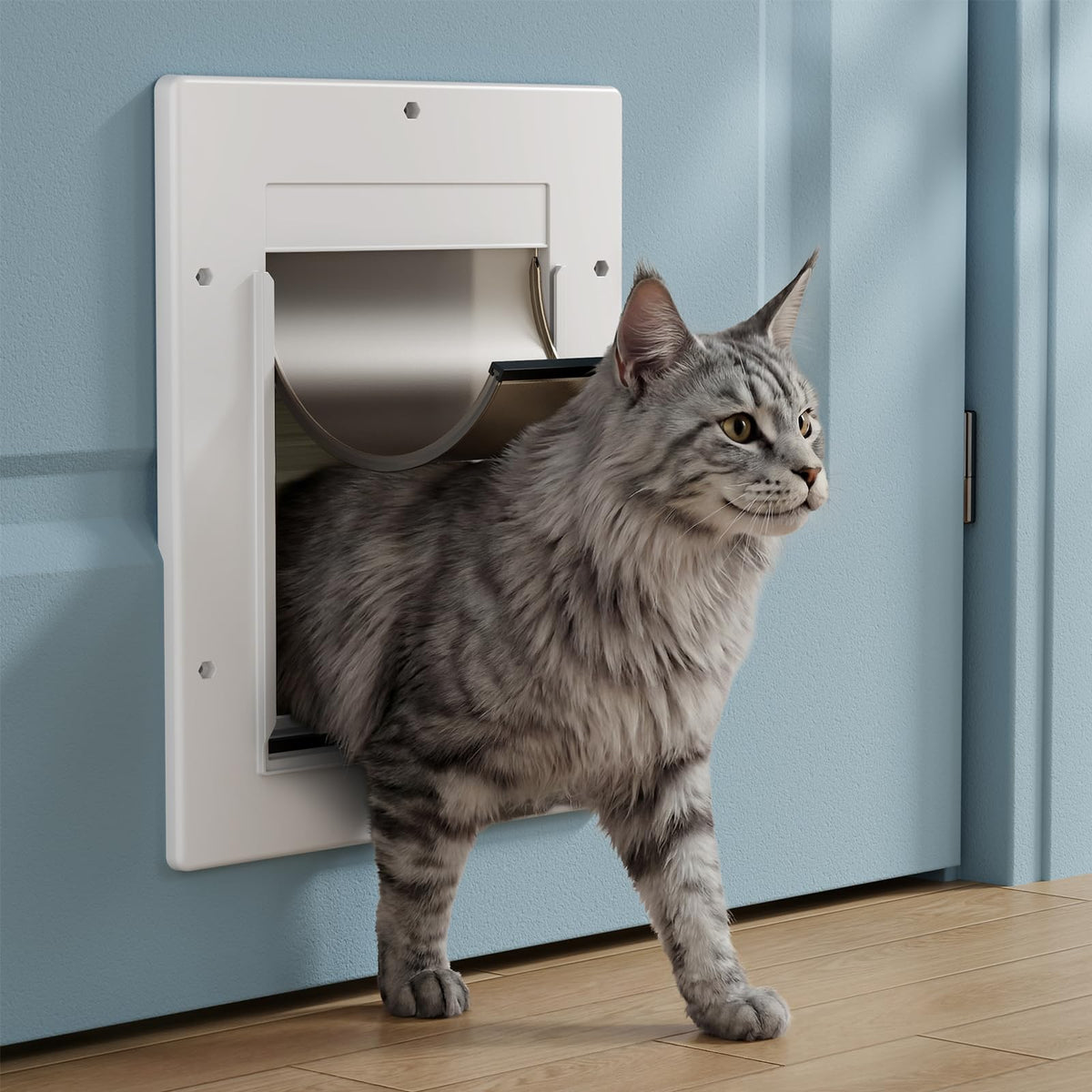 PETCOMING Cat Door with Soft Magnetic Flap, Pets Up to 20 lb, White