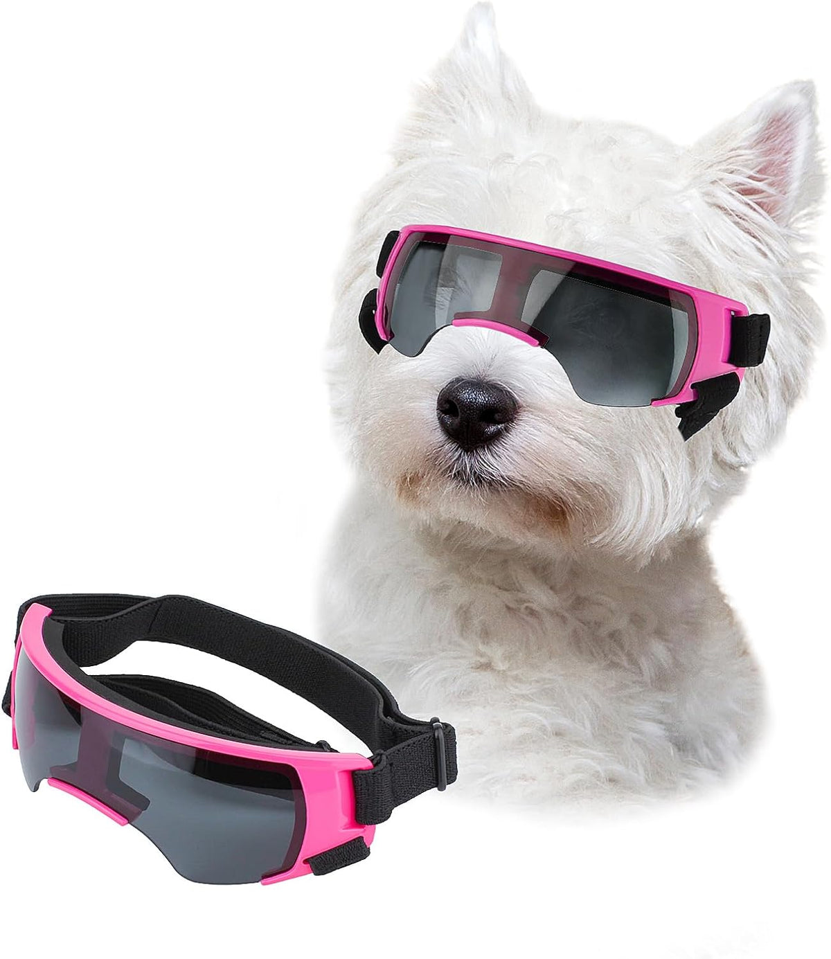 Futuristic Dog Goggles for Small Breed, Tech-Style Pet Eye Glasses, Anti-Fog UV Protection Windproof Dog Sunglasses with