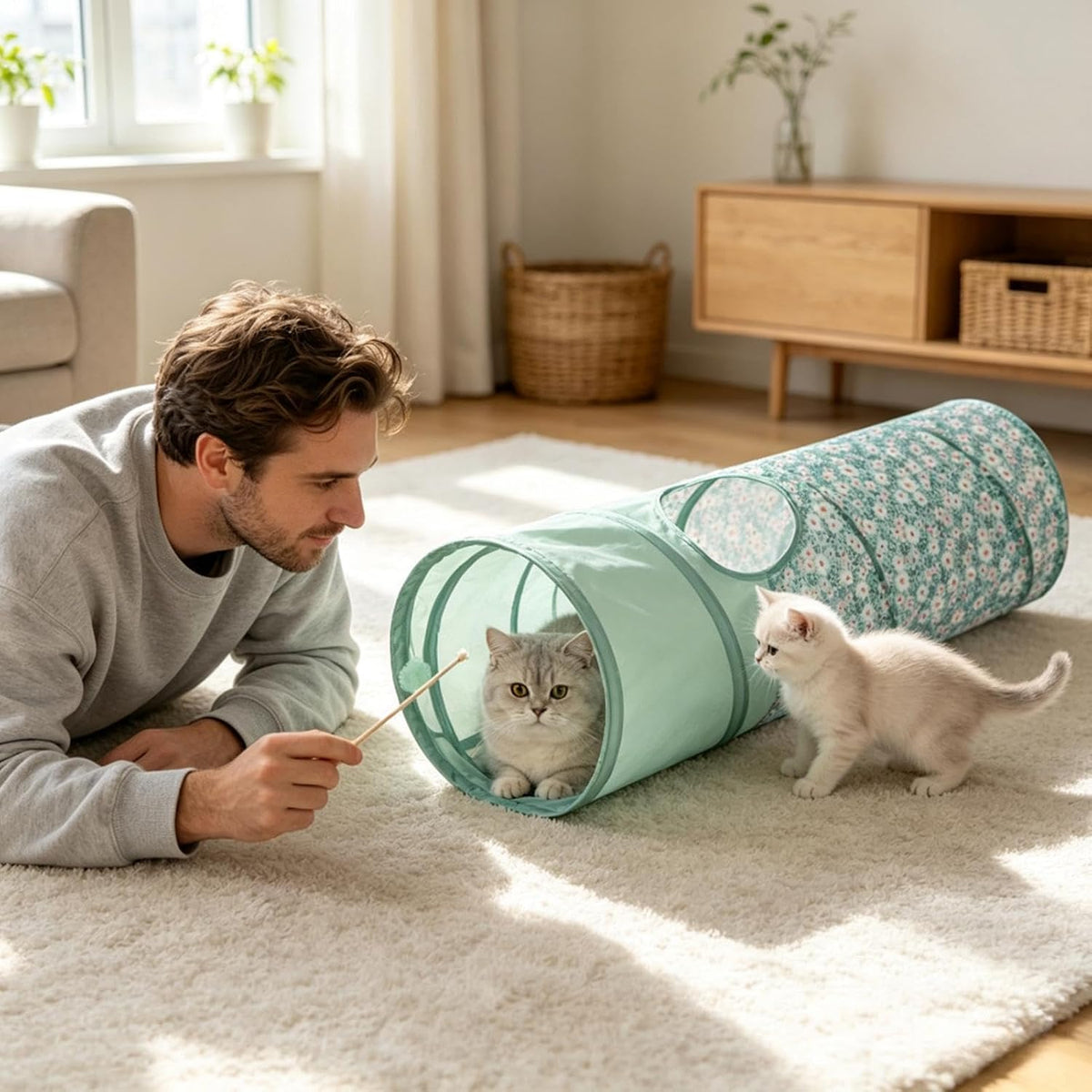 Cat Tunnel Kitten Breathable Interactive Exercise Maze 25×25×90cm