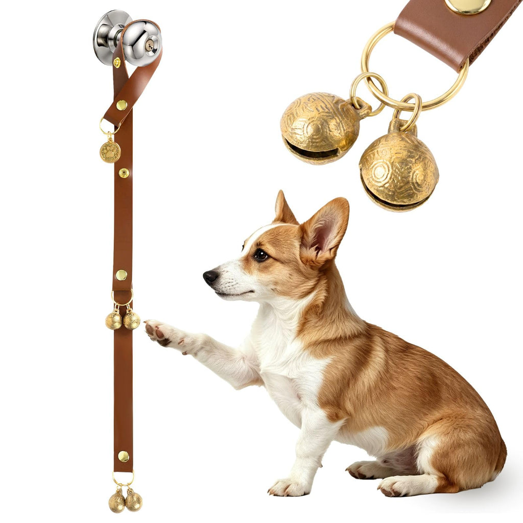 Kytely Leather Dog Doorbells to Go Outside, Brass Bells for Potty Training