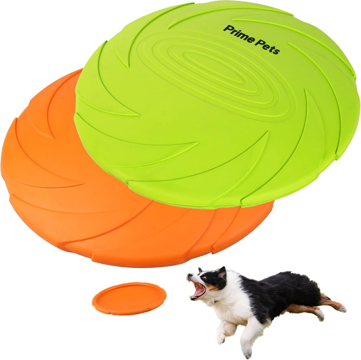 PrimePets Dog Flying Disc, 2 Pack, 7 Inch, Durable Dog Toys, Natural Rubber Floating Flying Saucer for Water Pool Beach,