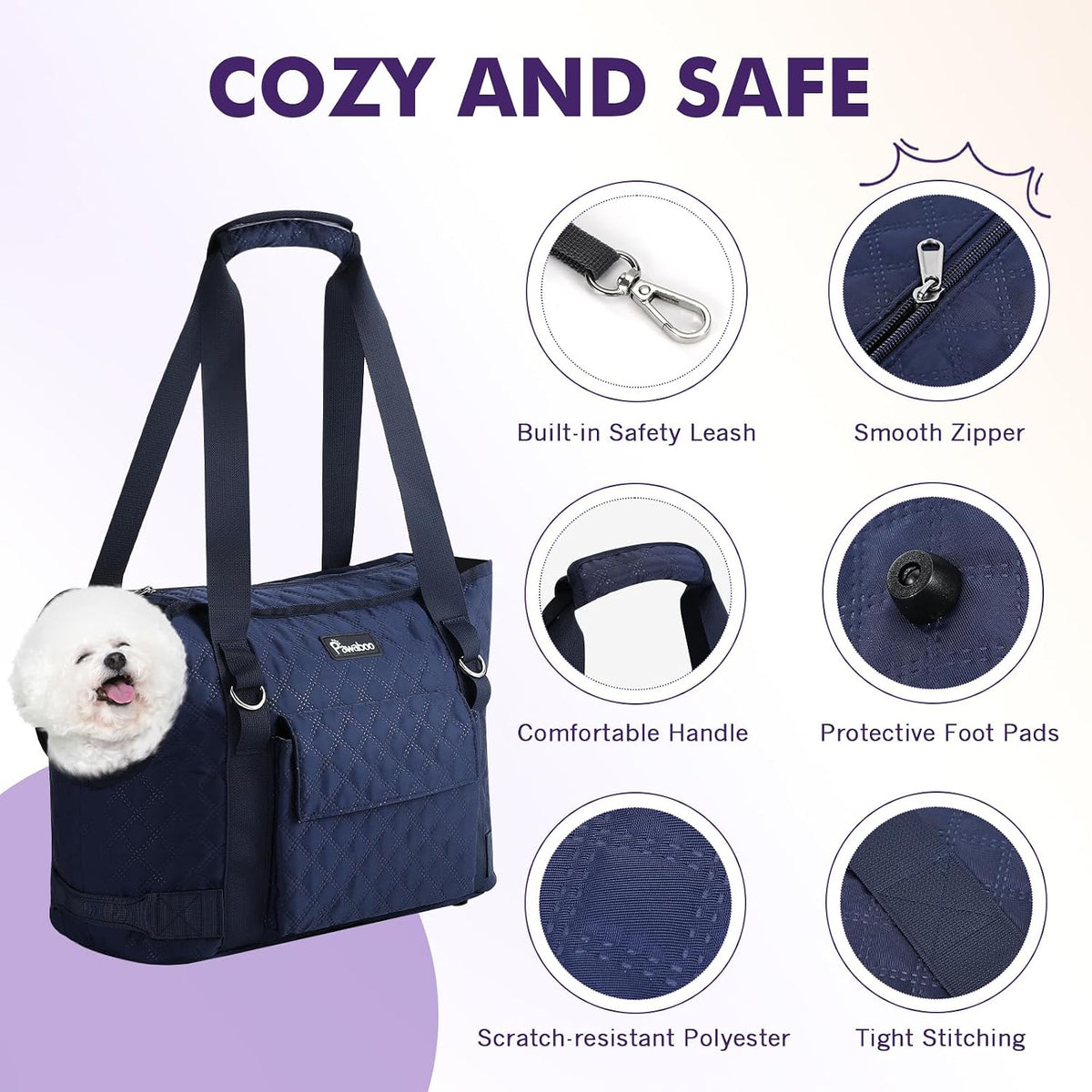 Pawaboo Dog Purse Carrier for Small Dogs with Pocket,Up to 11Lbs