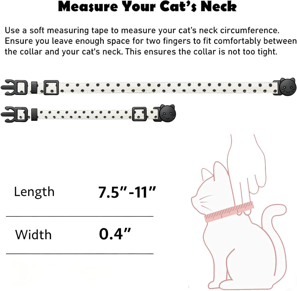Cotton Cat Collars, Breakaway Polka Dot Kitten Collar for Girl and Boy Cats