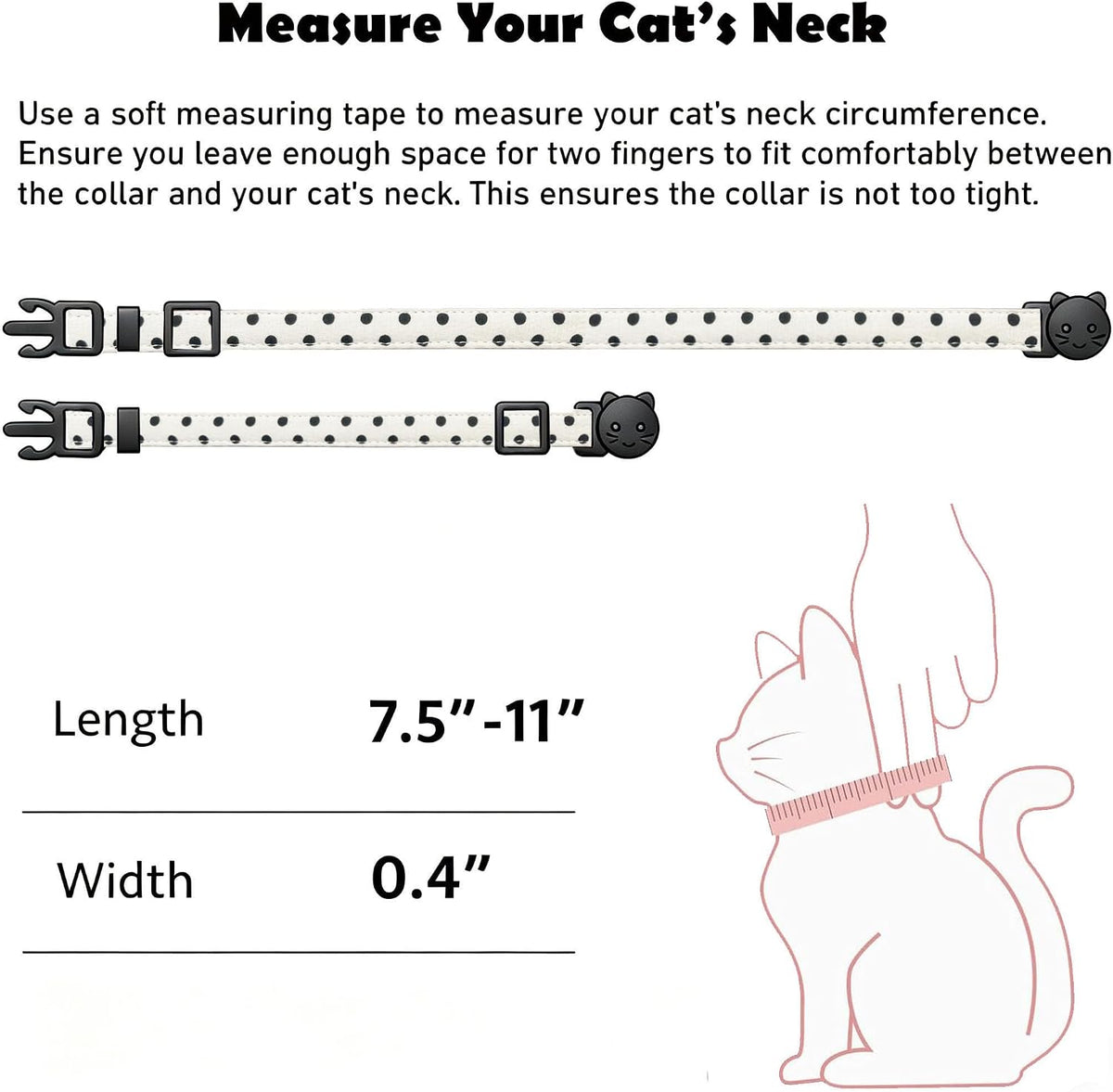 Cotton Cat Collars, Breakaway Polka Dot Kitten Collar for Girl and Boy Cats