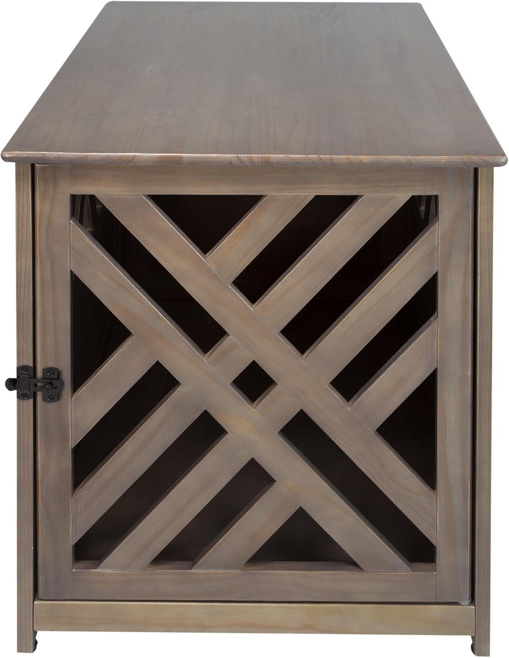 Casual Home Wooden Lattice Pet Crate, End Table, Taupe Gray