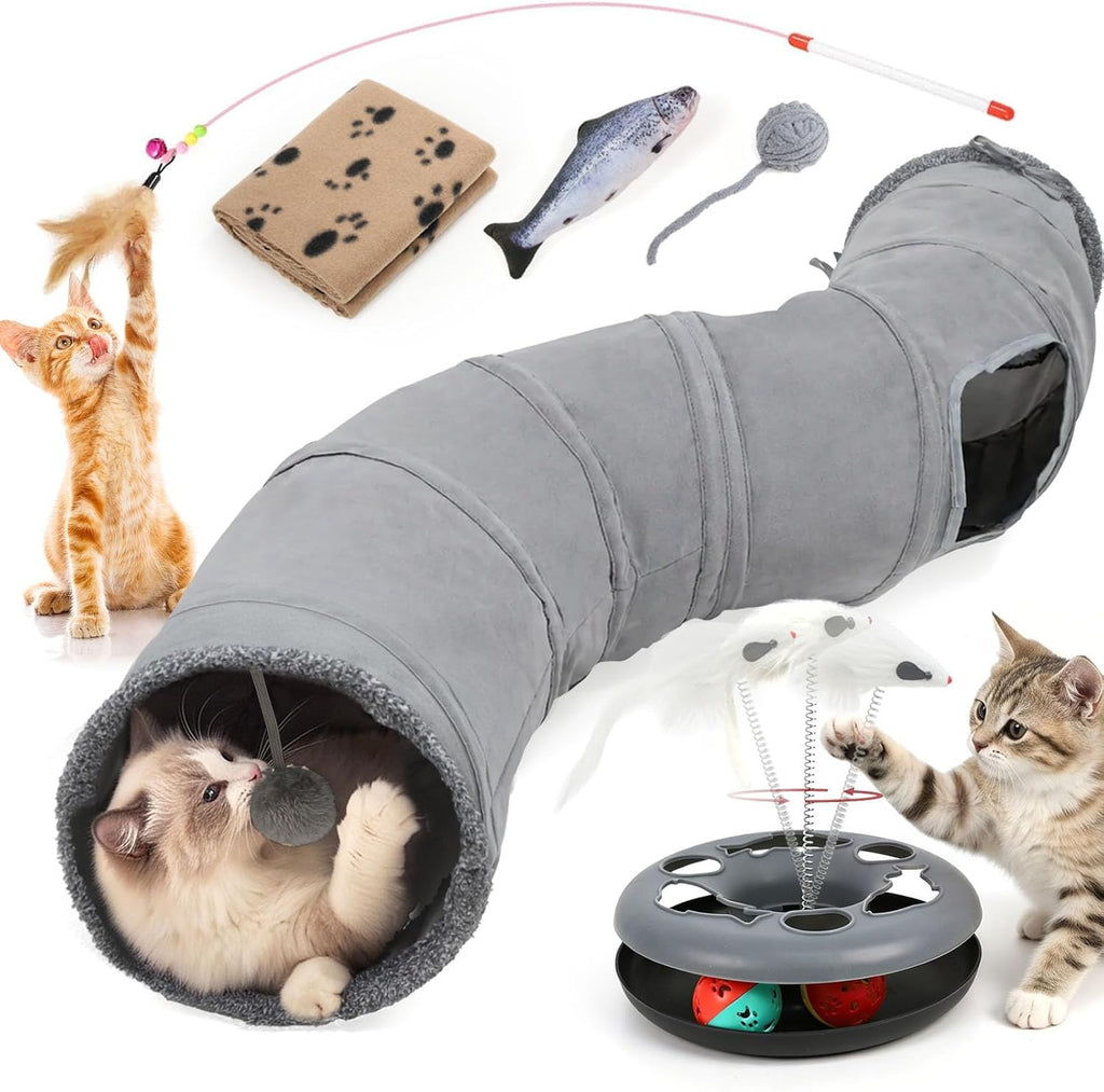 Cat Tunnels for Indoor Cats, 6-in-1 Interactive Cat Tunnel Toys for Kitten