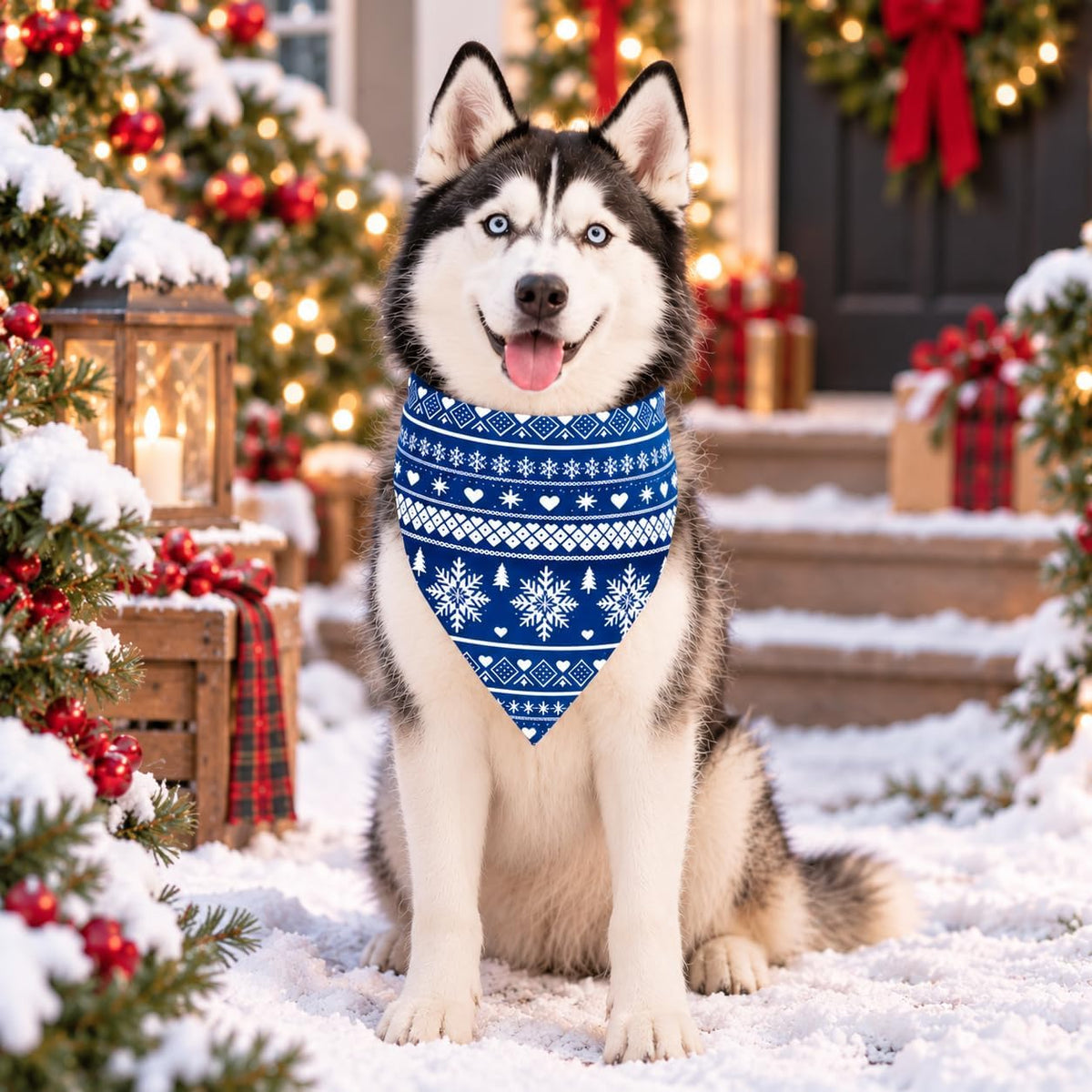 Christmas Dog Bandanas Nordic Style Dog Winter Outfit Costume XL