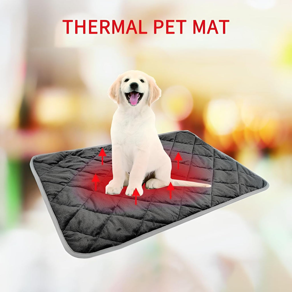 Self-Warming Pet Mat, Gray Anti-Slip Cat and Dog Bed, 16 * 20in