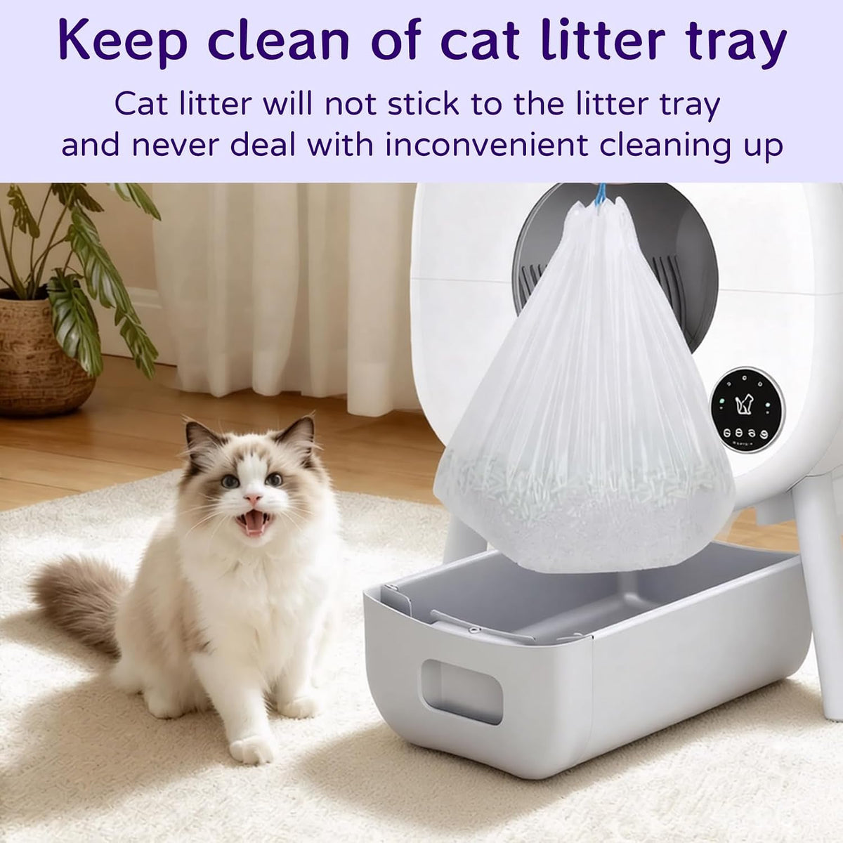 120 Count 26" x 11.8" Automatic Cat Litter Box Bags Compatible with Cmg Fmo Fstg Robot Litter box, Thick Self-Cleaning C