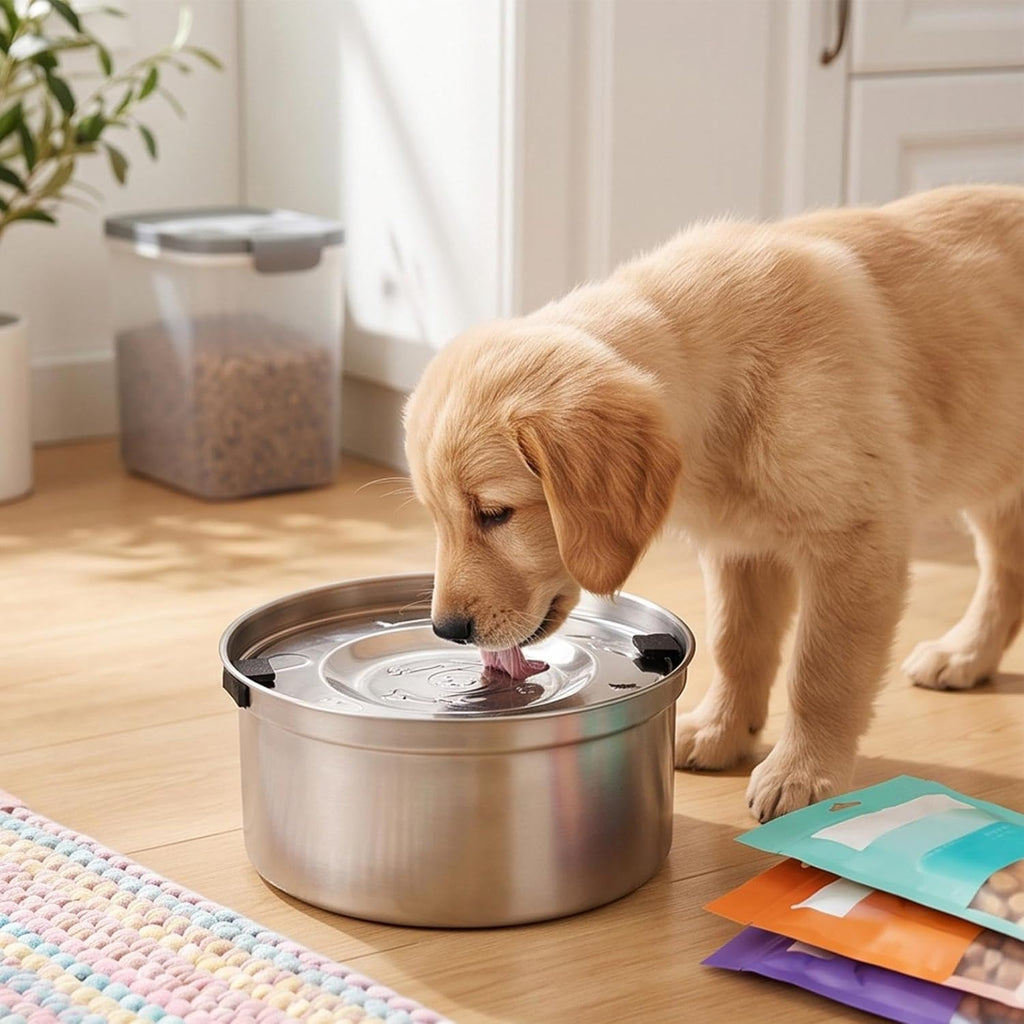 1.2l Stainless Steel Dog Water Bowl No Spill Slow Drink Water Bowl for Dogs