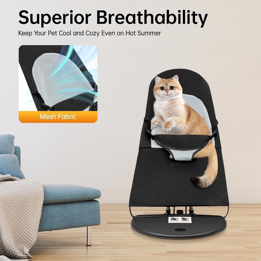Cat Dog Rocking Chair Portable Pet Rocker Foldable Bed Adjustable Height