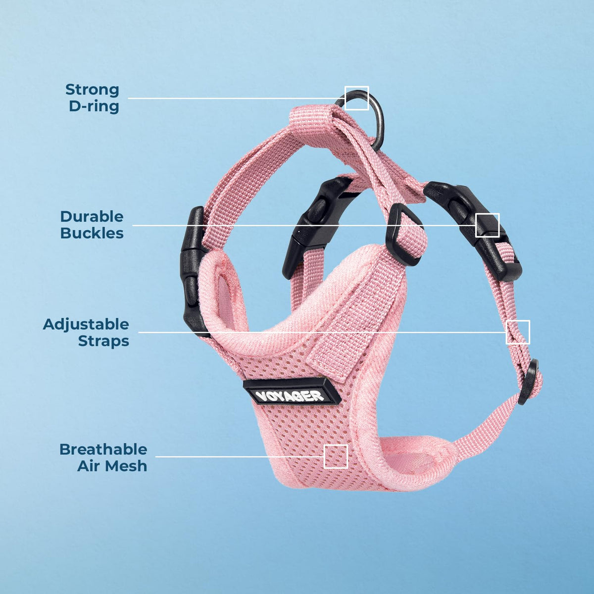 Voyager Step-in Lock Dog Harness - Pink, Medium