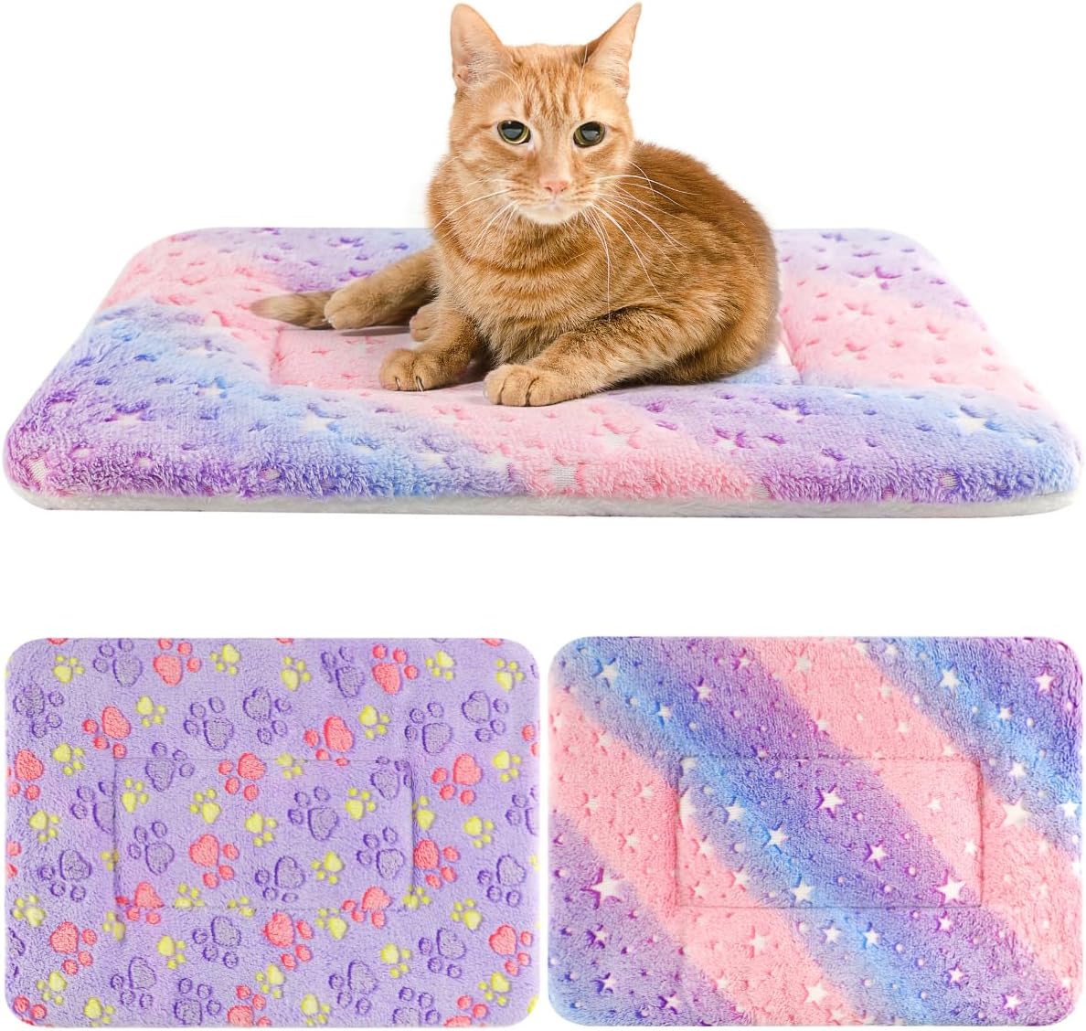 2 Pack Cat Blanket for Indoor Cat, Warm Calming Kitten Beds
