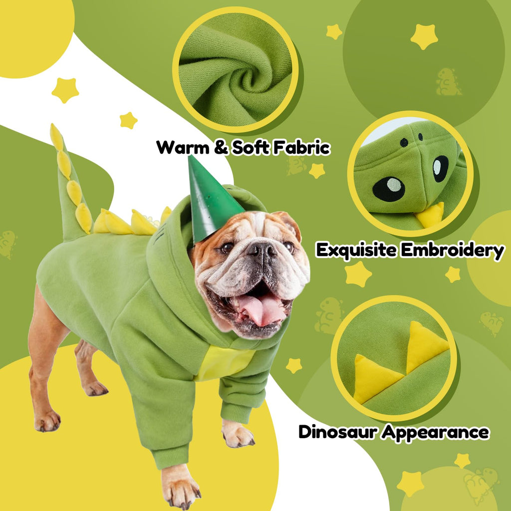 Lelepet Dog Dinosaur Costume Large Dog Halloween Costume Warm Fleece Hoodie