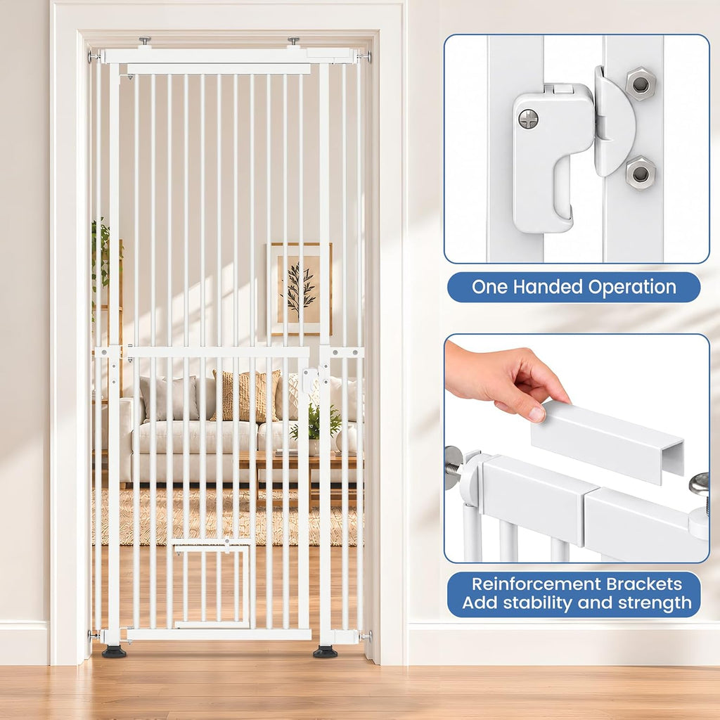 No Bottom Bar Cat Gate, 54''-87'' Height Extra Tall Cat Gate