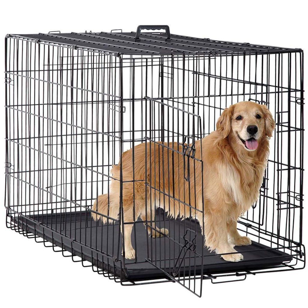 BestPet | Dog Crate | 48" | Black | Foldable Metal Kennel with Double Doors