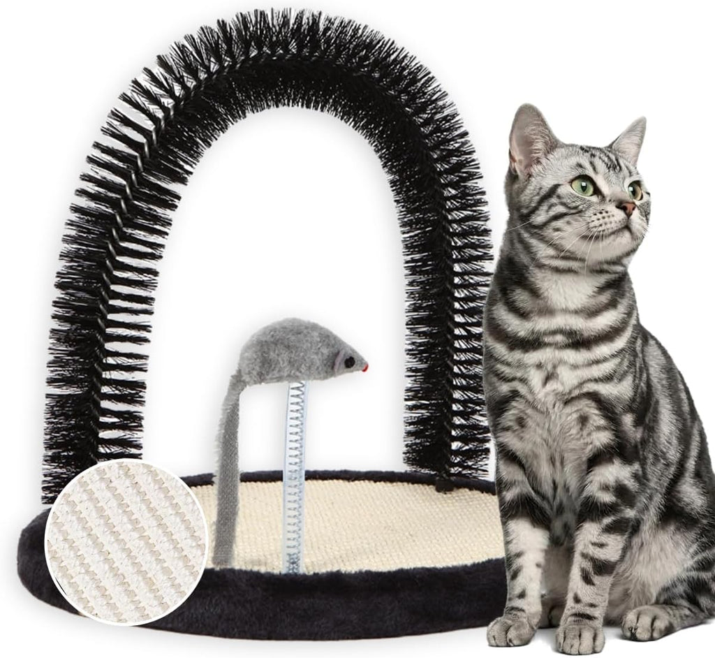 Large Cat Self Groomer, Heavy Woven Sisal Pad with Mouse Toy