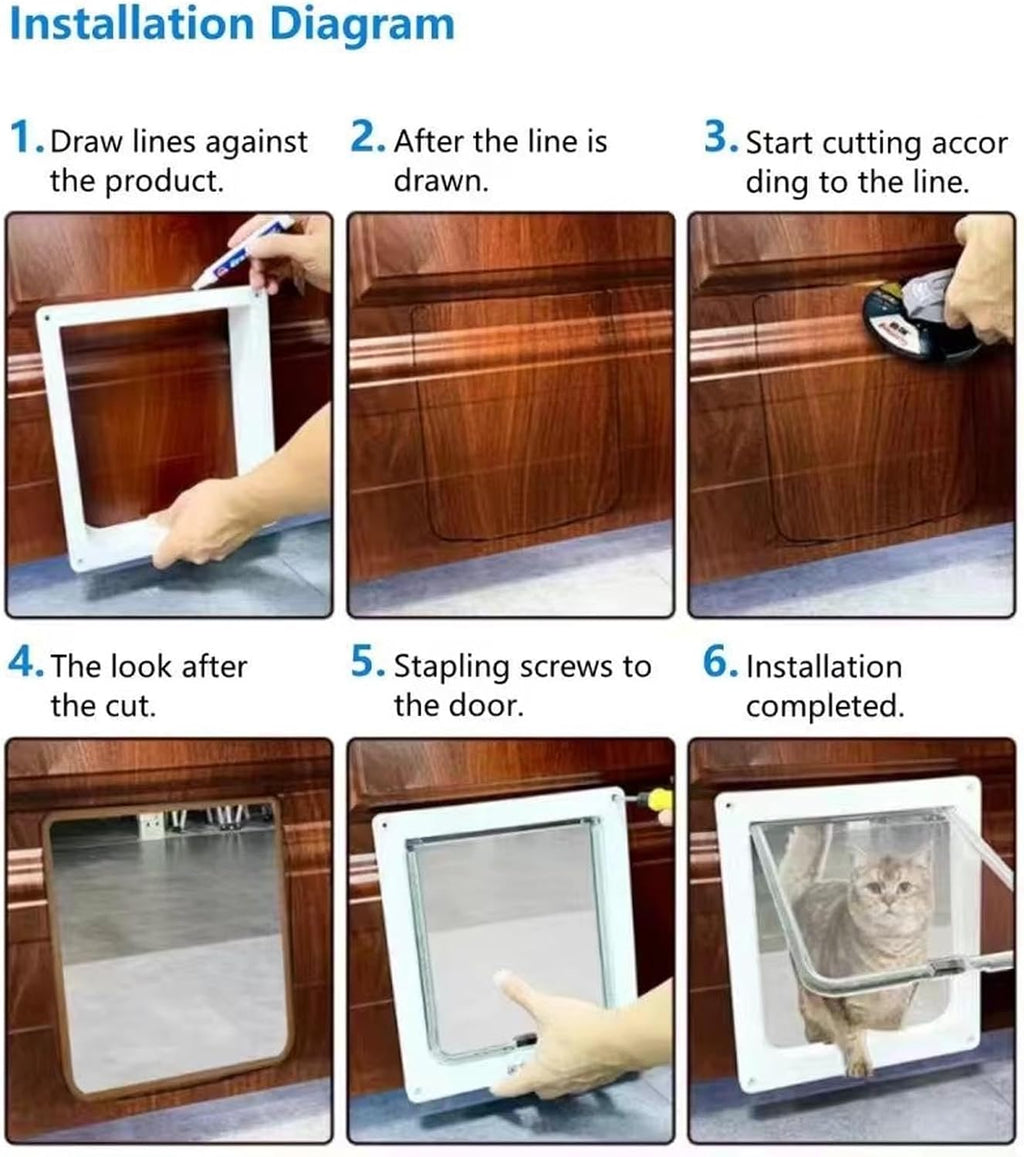 Collar Activated Smart Cat Door 4-Way Control Flap