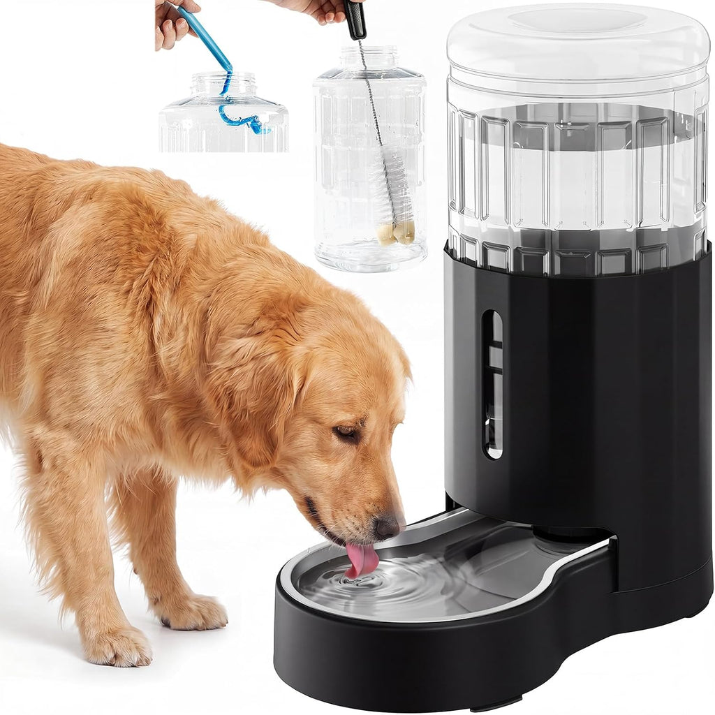 CZPET Gravity Dog Water Bowl Dispenser, Wider Mouth (8L, Black)