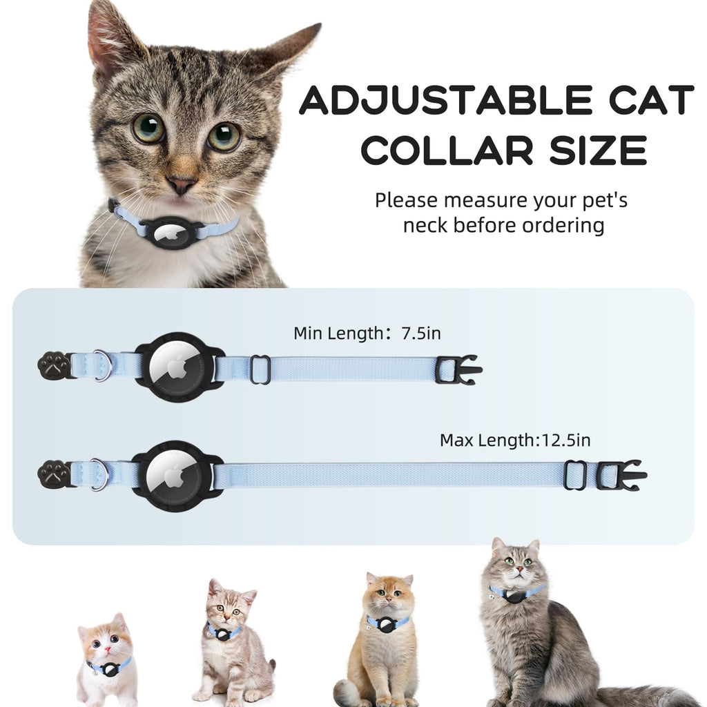AirTag Cat Collars, Stretchy Collar with Air Tag Holder and Bell